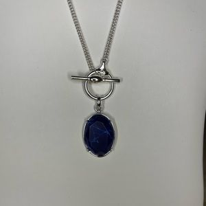 Lauren Ralph Lauren Silver Tone Stone Pendant Necklace